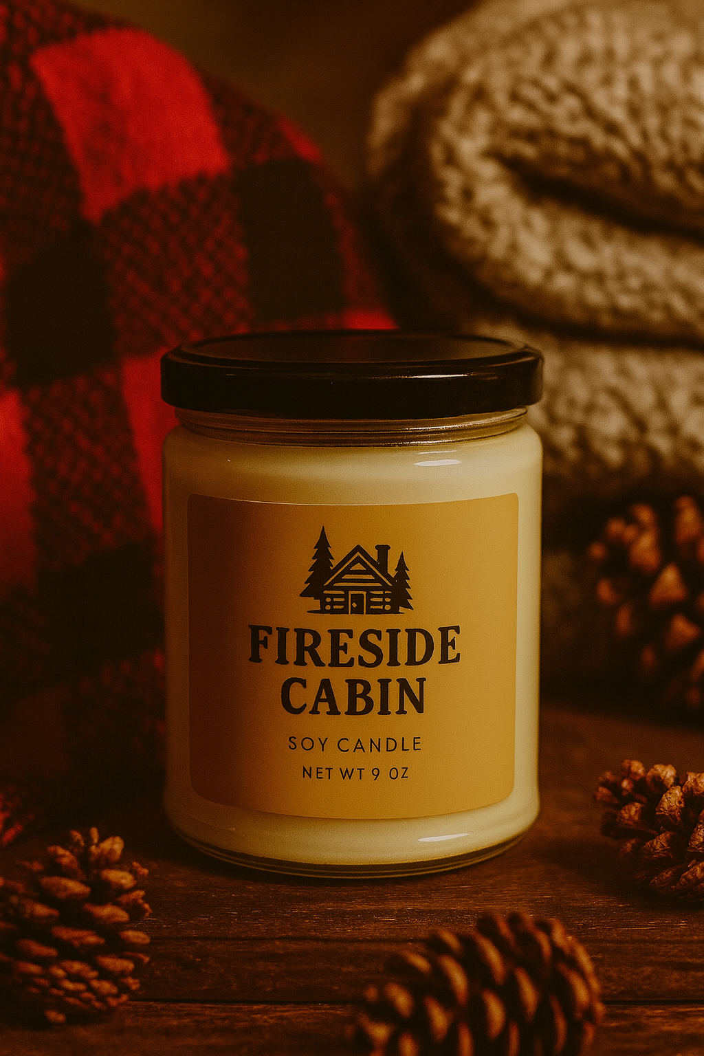 Fireside Cabin Scented Soy Candle, Cozy Home Decor, Relaxation Gift, Aromatherapy Candle, Winter and Holiday Vibes
