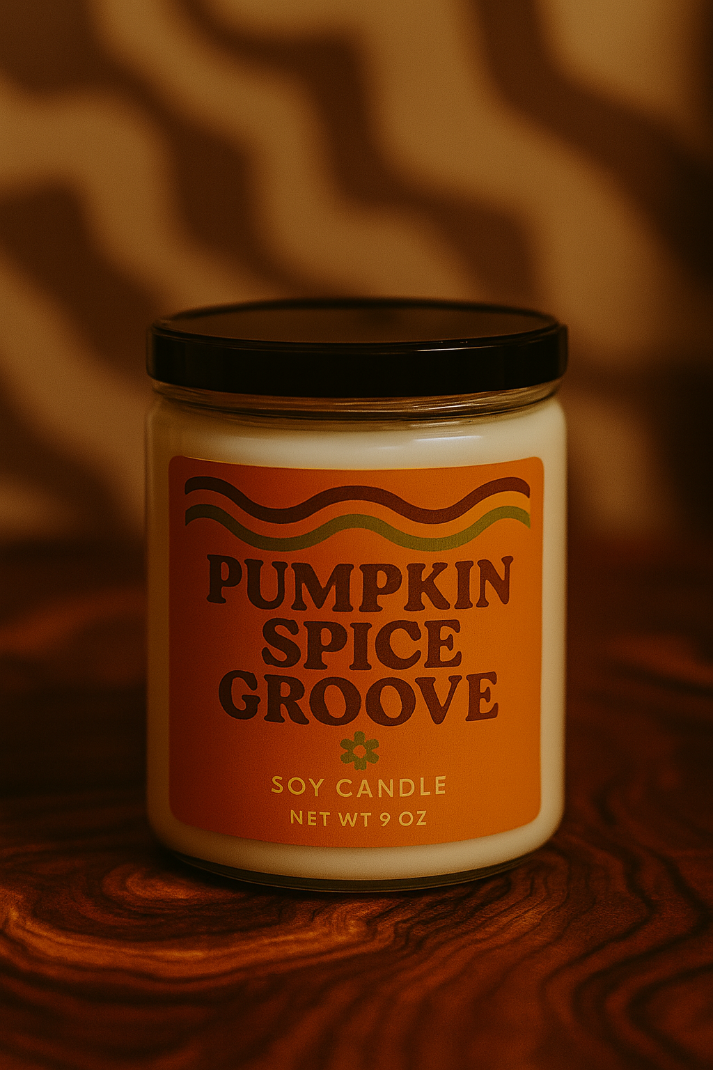 Pumpkin Spice Groove Soy Candle – Warm Fall Aroma | Cozy Pumpkin Spice Scented Candle (9 oz)