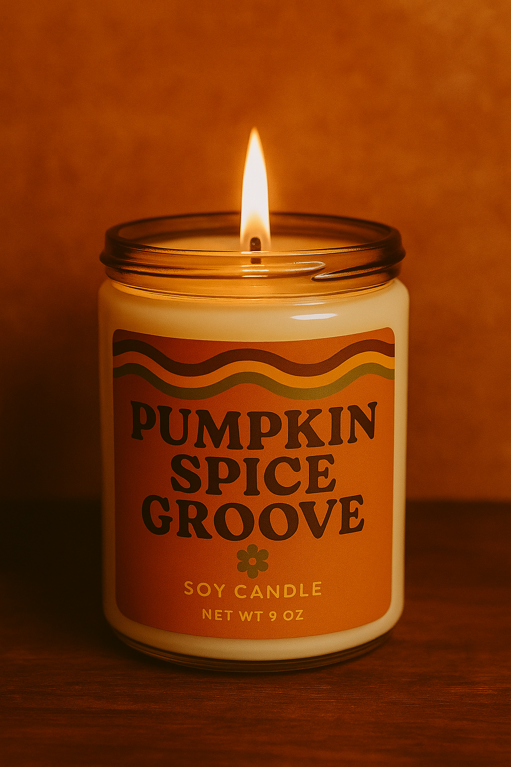 Pumpkin Spice Groove Soy Candle – Warm Fall Aroma | Cozy Pumpkin Spice Scented Candle (9 oz)