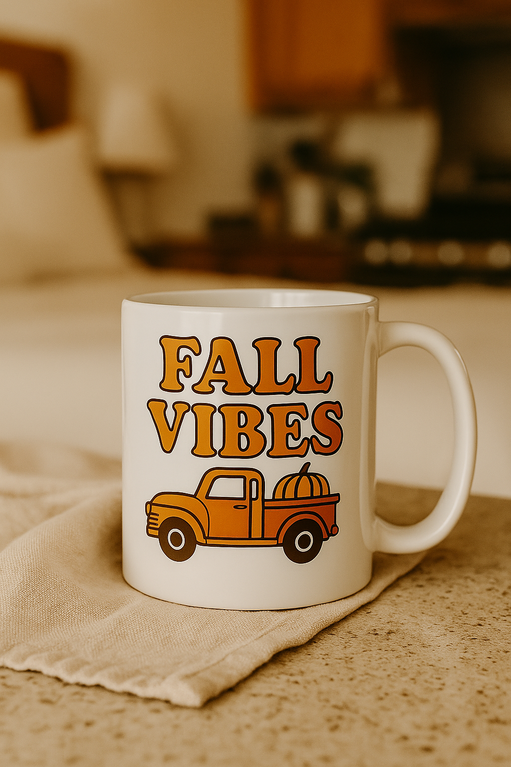 Fall Vibes Ceramic Mug | Perfect for Autumn, Coffee Lover Gift, Seasonal Decor, Thanksgiving, Cozy Warmth
