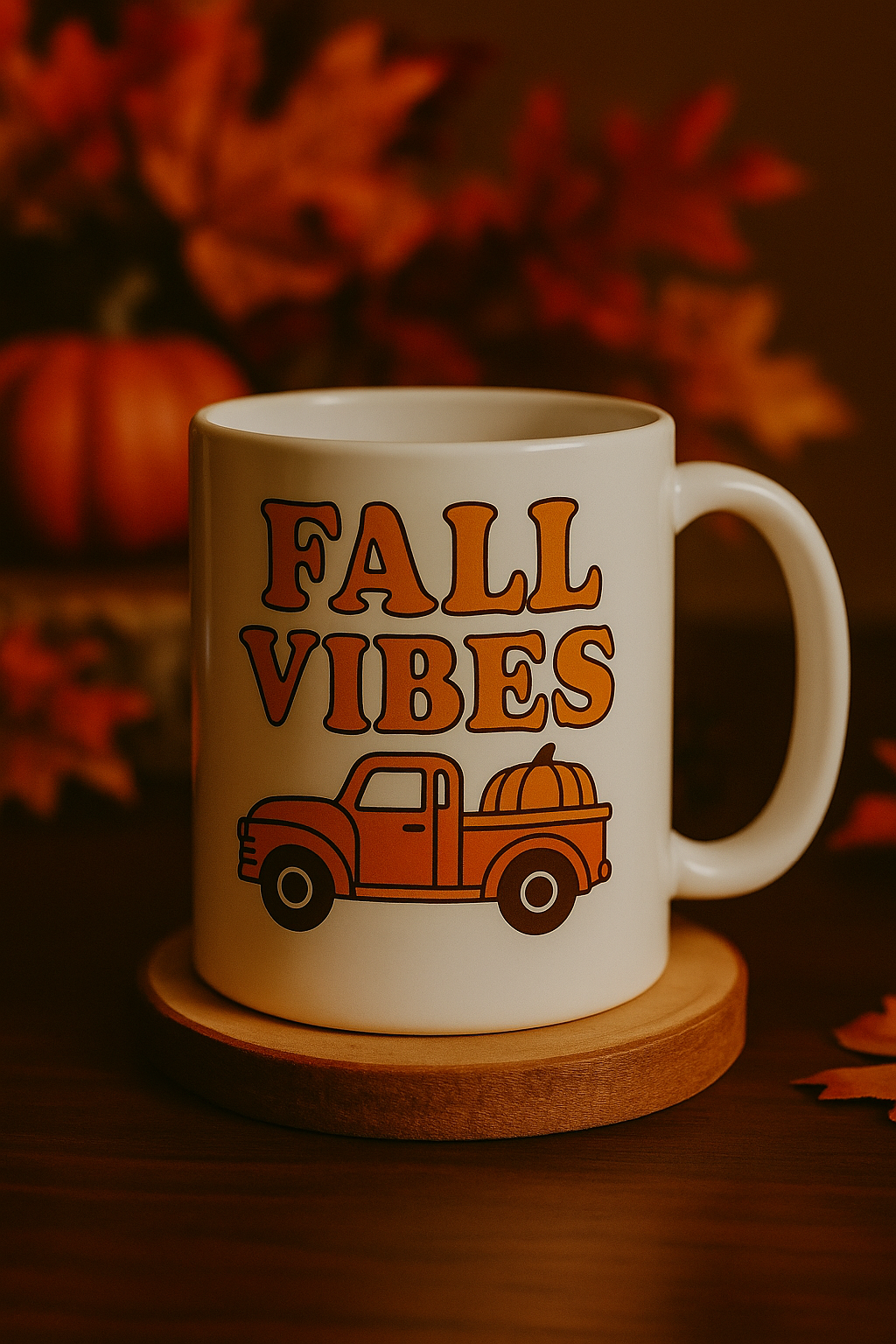 Fall Vibes Ceramic Mug | Perfect for Autumn, Coffee Lover Gift, Seasonal Decor, Thanksgiving, Cozy Warmth