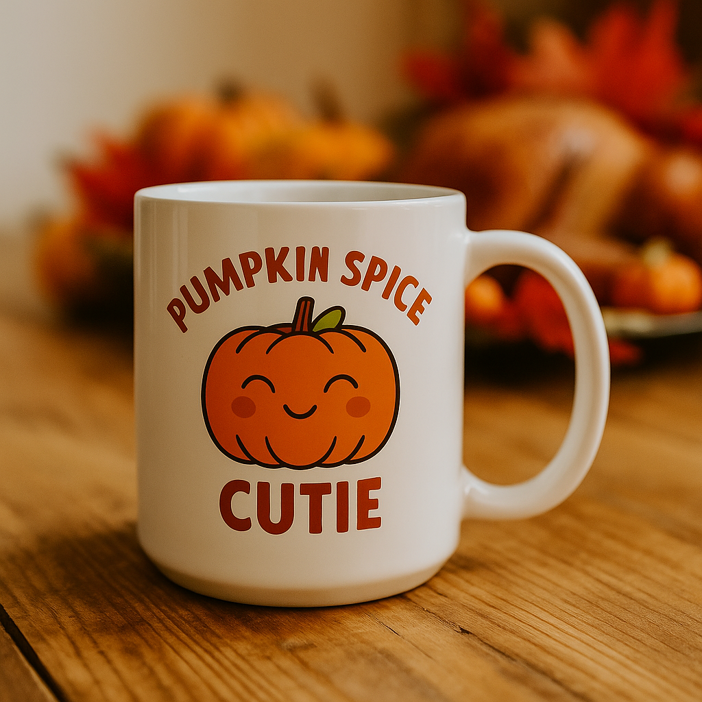 Pumpkin Spice Cutie Ceramic Mug, Fall Cozy Mug, Autumn Coffee Cup, Cute Gift for Pumpkin Lovers, Halloween Beverage Container