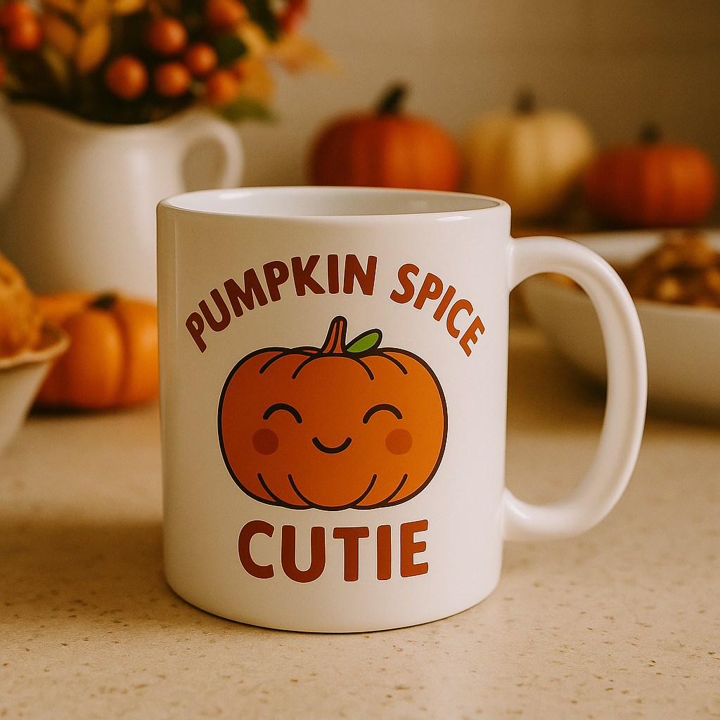 Pumpkin Spice Cutie Ceramic Mug, Fall Cozy Mug, Autumn Coffee Cup, Cute Gift for Pumpkin Lovers, Halloween Beverage Container