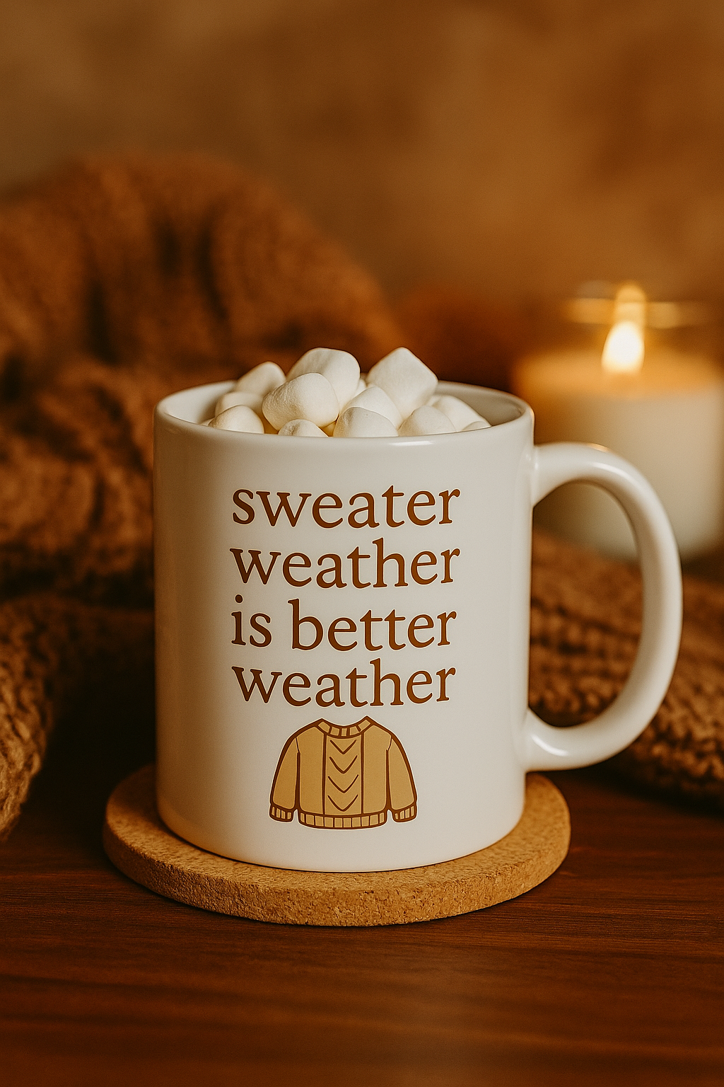 Sweater Weather Ceramic Mug, Cozy Gift for Fall, Hot Beverage Lover, Cute Coffee Cup for Autumn, Thanksgiving Decor, Seasonal Drinkware