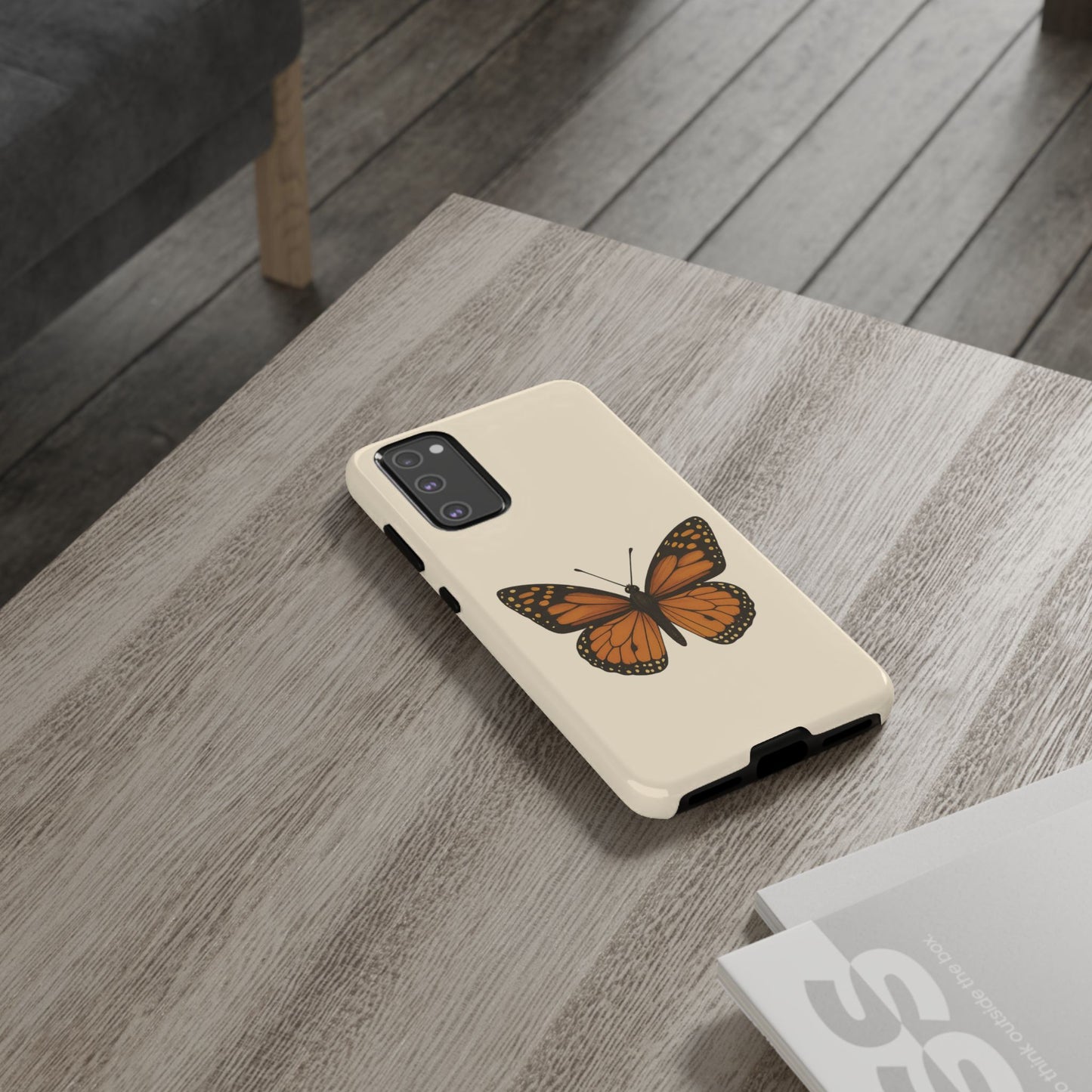 Butterfly Phone Case, Tough Phone Cover for Nature Lovers, Floral Design, Gift for Her, Trendy Cell Phone Protector