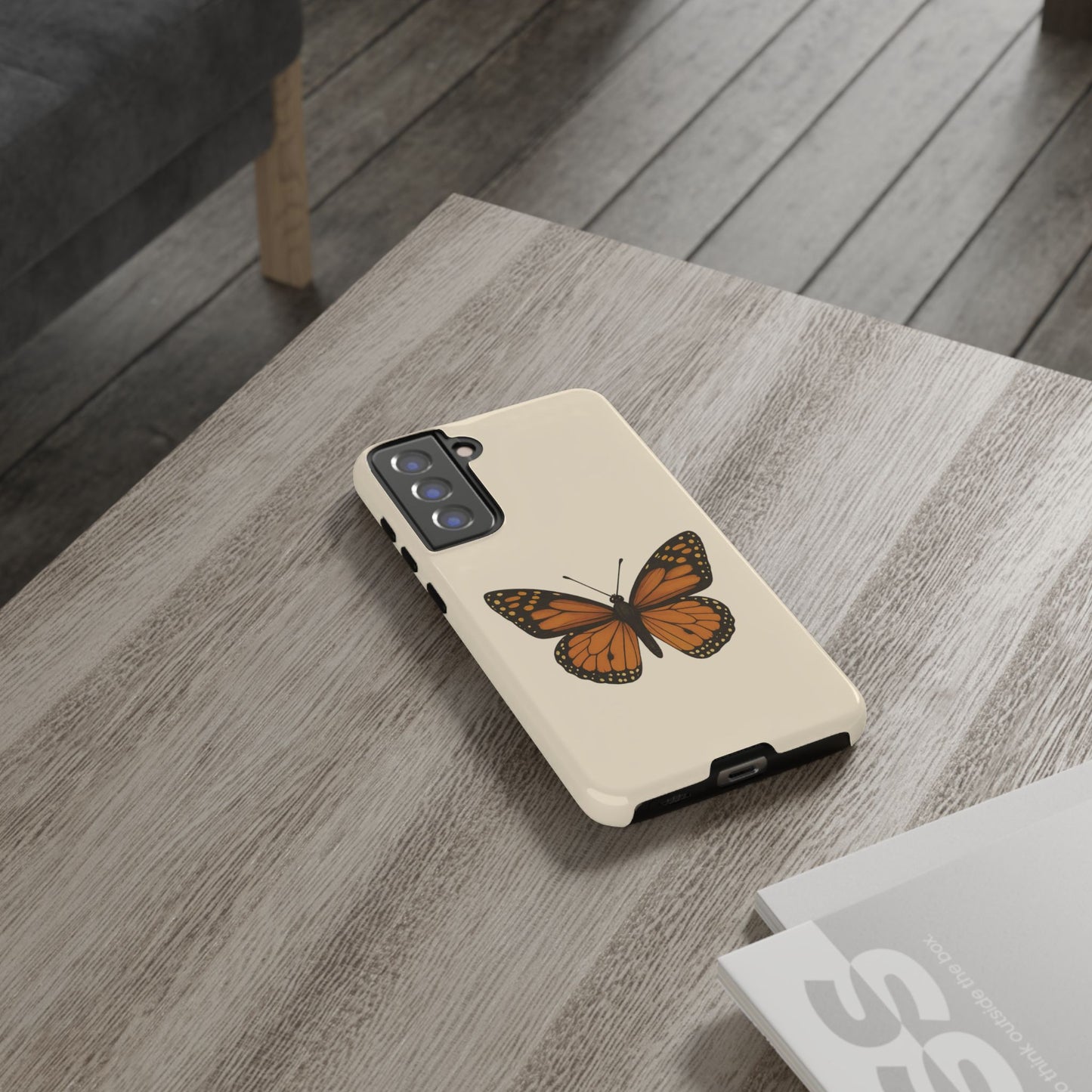 Butterfly Phone Case, Tough Phone Cover for Nature Lovers, Floral Design, Gift for Her, Trendy Cell Phone Protector