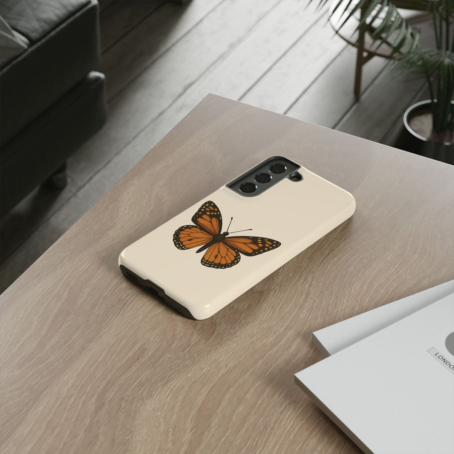 Butterfly Phone Case, Tough Phone Cover for Nature Lovers, Floral Design, Gift for Her, Trendy Cell Phone Protector