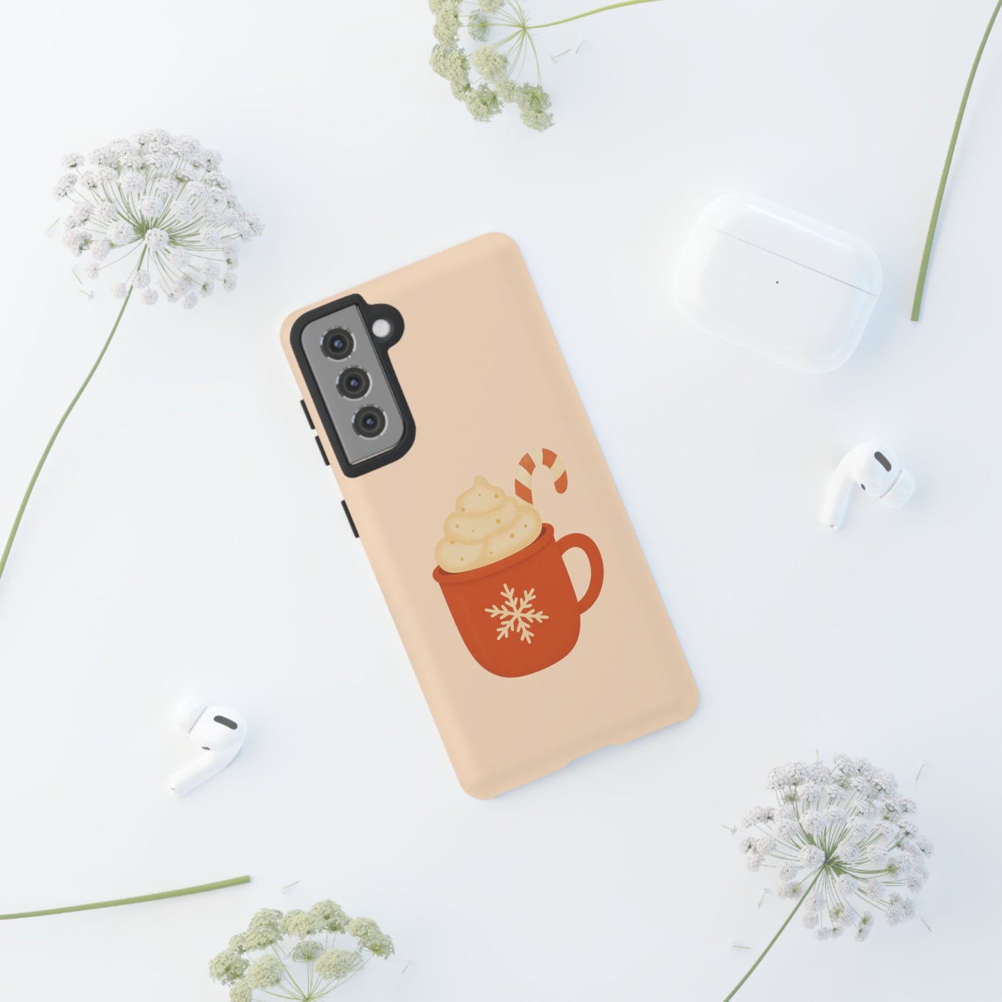 Cozy Holiday Phone Case with Hot Cocoa Design, Winter Style Cover, Cute Gift for Coffee Lovers, Seasonal Accessories, Fun Gadget Decor