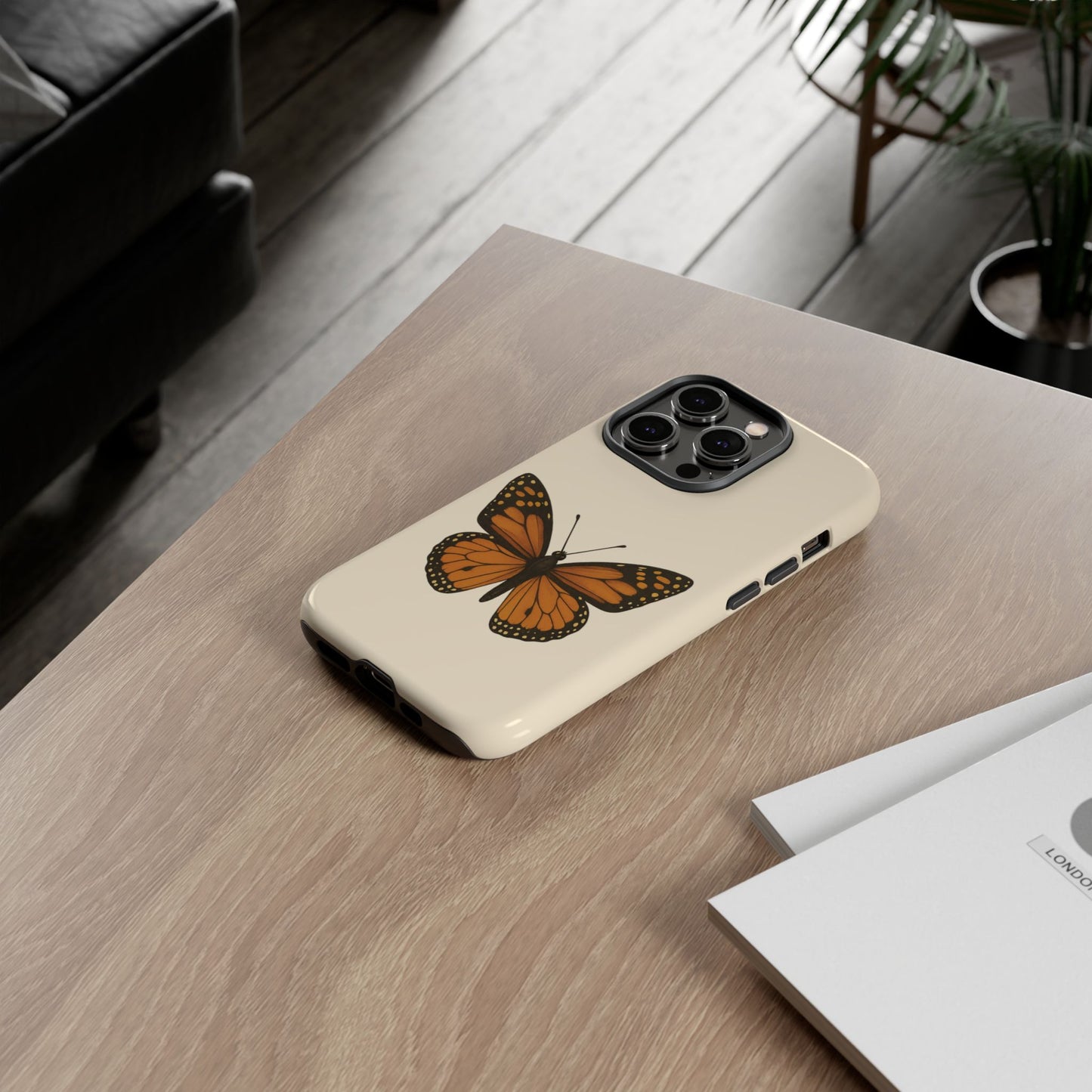Butterfly Phone Case, Tough Phone Cover for Nature Lovers, Floral Design, Gift for Her, Trendy Cell Phone Protector