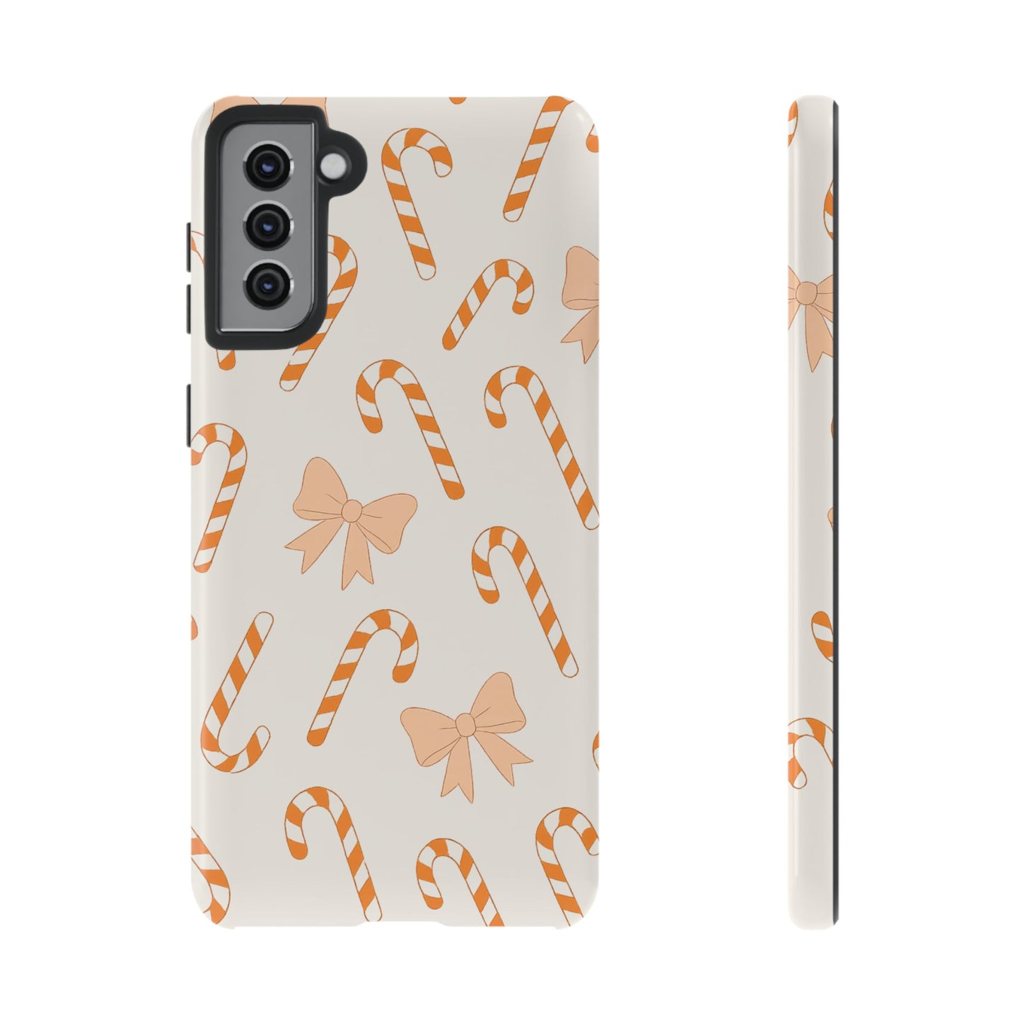 Candy Cane Phone Case with Bow | Holiday Gift for Her | Cute Mobile Cover | Christmas Decor | Festive Accessories