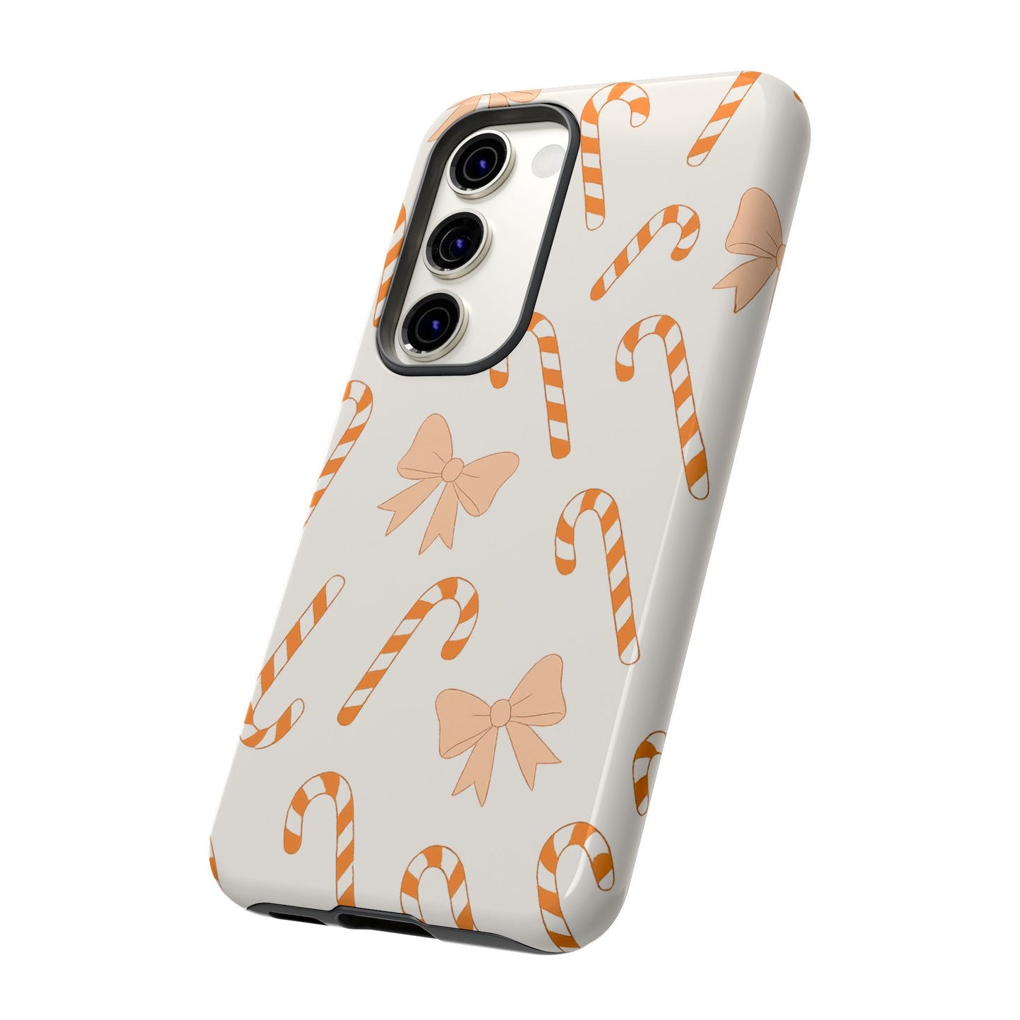 Candy Cane Phone Case with Bow | Holiday Gift for Her | Cute Mobile Cover | Christmas Decor | Festive Accessories