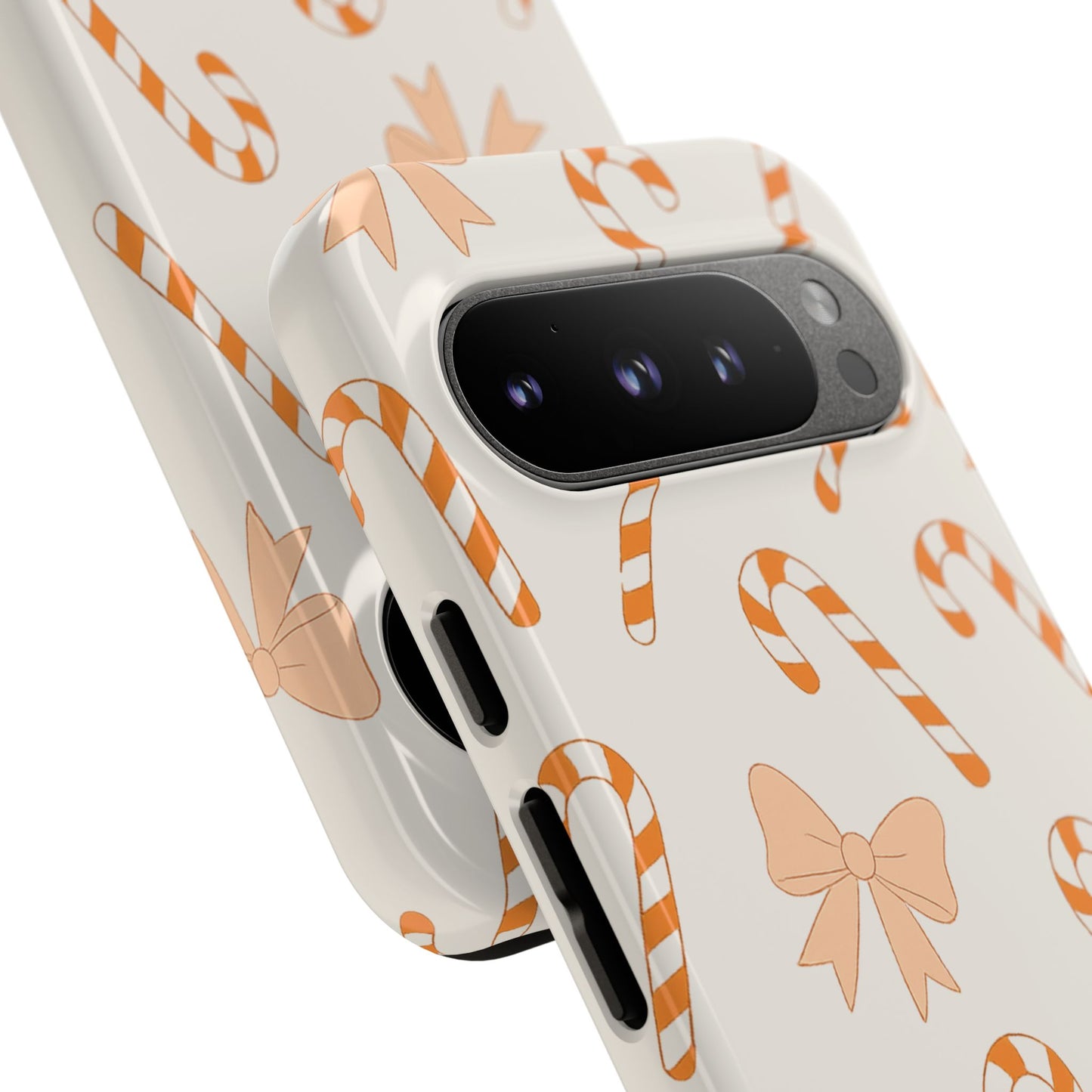 Candy Cane Phone Case with Bow | Holiday Gift for Her | Cute Mobile Cover | Christmas Decor | Festive Accessories