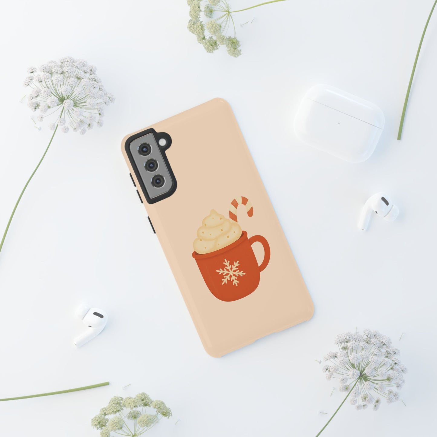 Cozy Holiday Phone Case with Hot Cocoa Design, Winter Style Cover, Cute Gift for Coffee Lovers, Seasonal Accessories, Fun Gadget Decor
