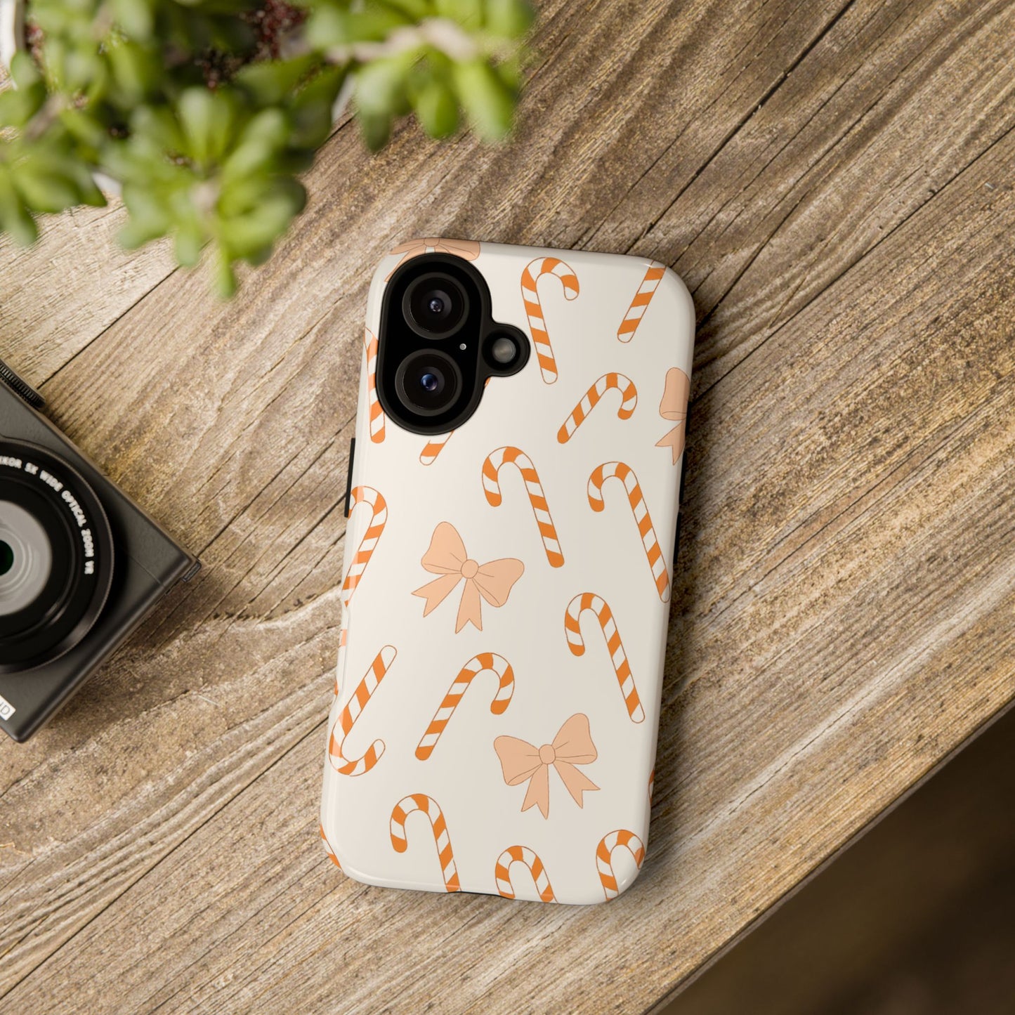 Candy Cane Phone Case with Bow | Holiday Gift for Her | Cute Mobile Cover | Christmas Decor | Festive Accessories