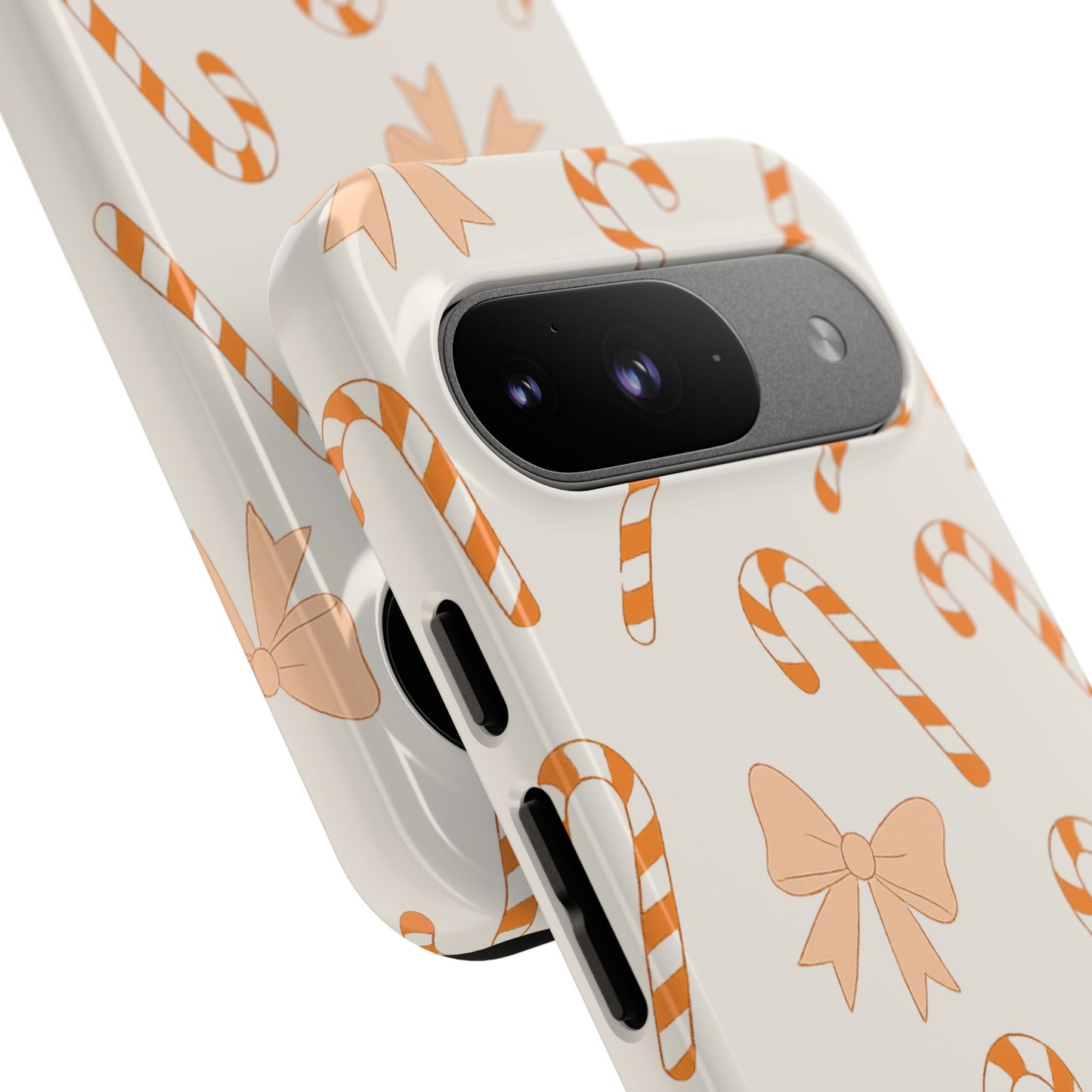 Candy Cane Phone Case with Bow | Holiday Gift for Her | Cute Mobile Cover | Christmas Decor | Festive Accessories