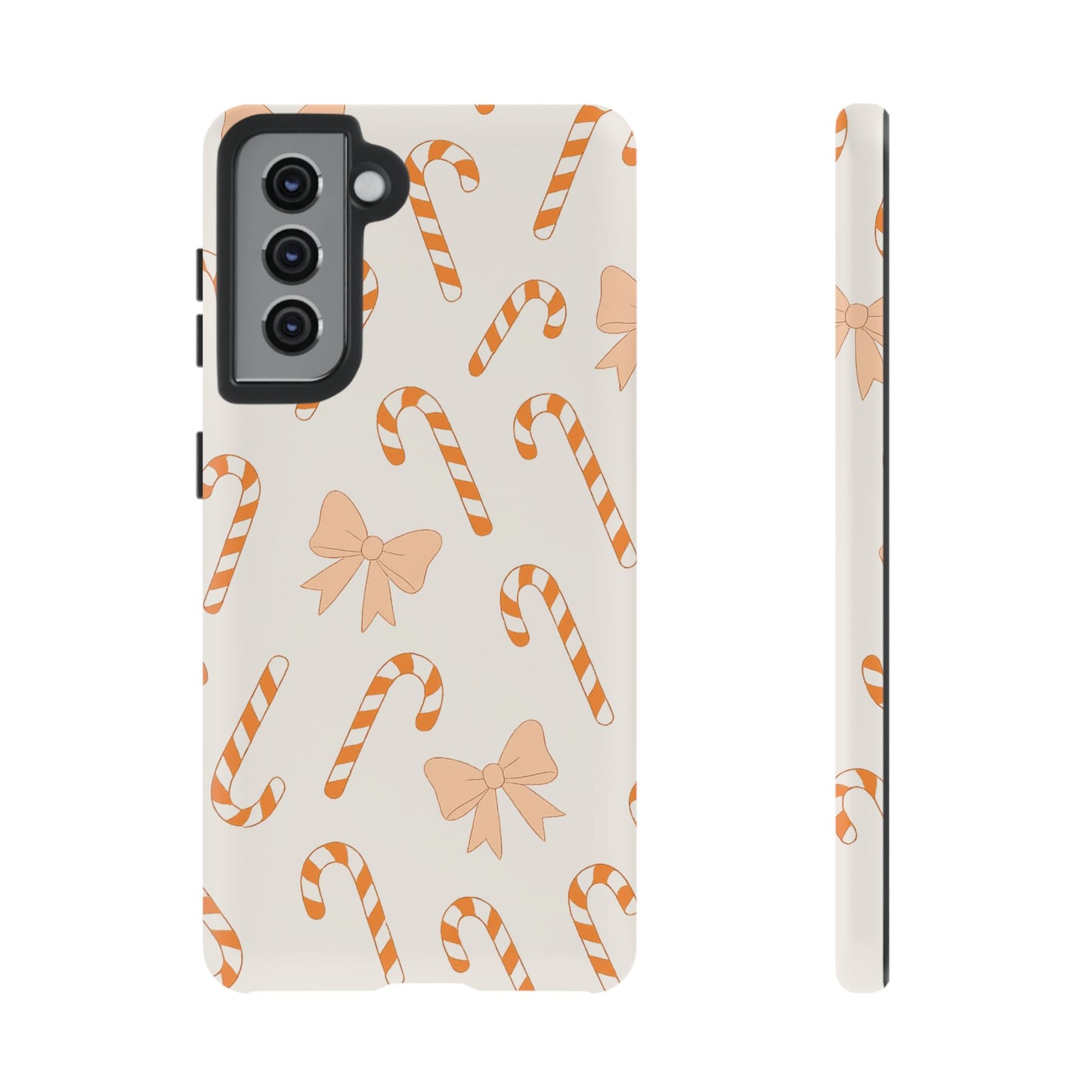 Candy Cane Phone Case with Bow | Holiday Gift for Her | Cute Mobile Cover | Christmas Decor | Festive Accessories