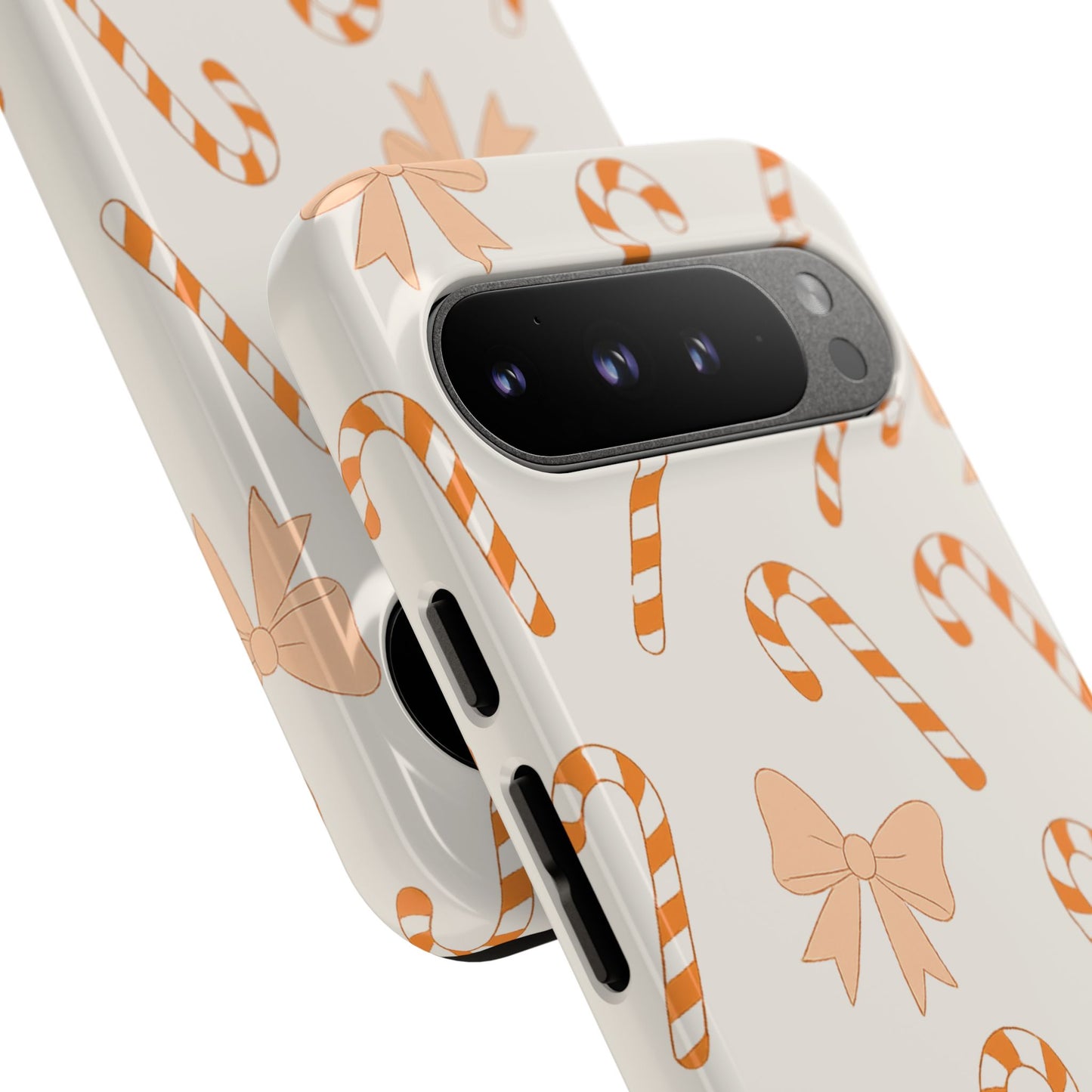 Candy Cane Phone Case with Bow | Holiday Gift for Her | Cute Mobile Cover | Christmas Decor | Festive Accessories
