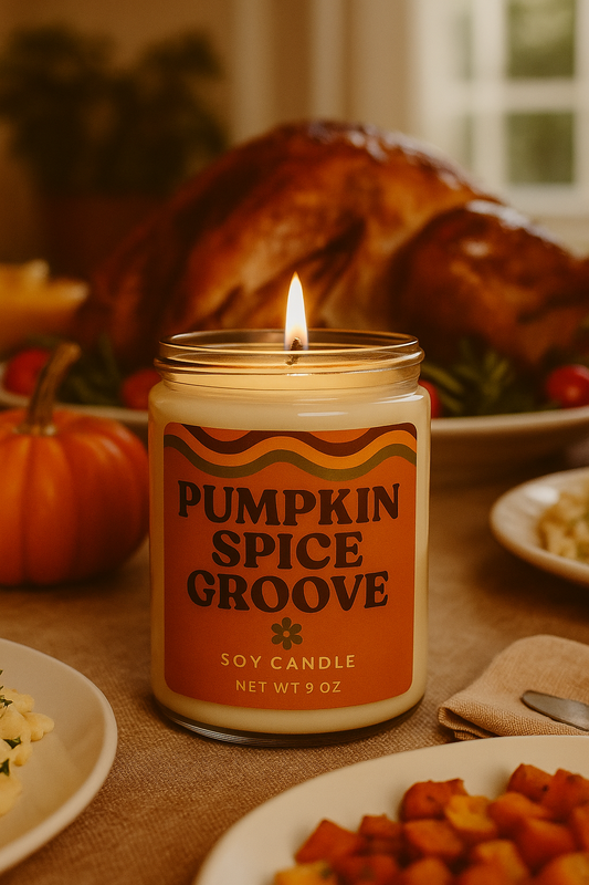 Pumpkin Spice Groove Soy Candle – Warm Fall Aroma | Cozy Pumpkin Spice Scented Candle (9 oz)