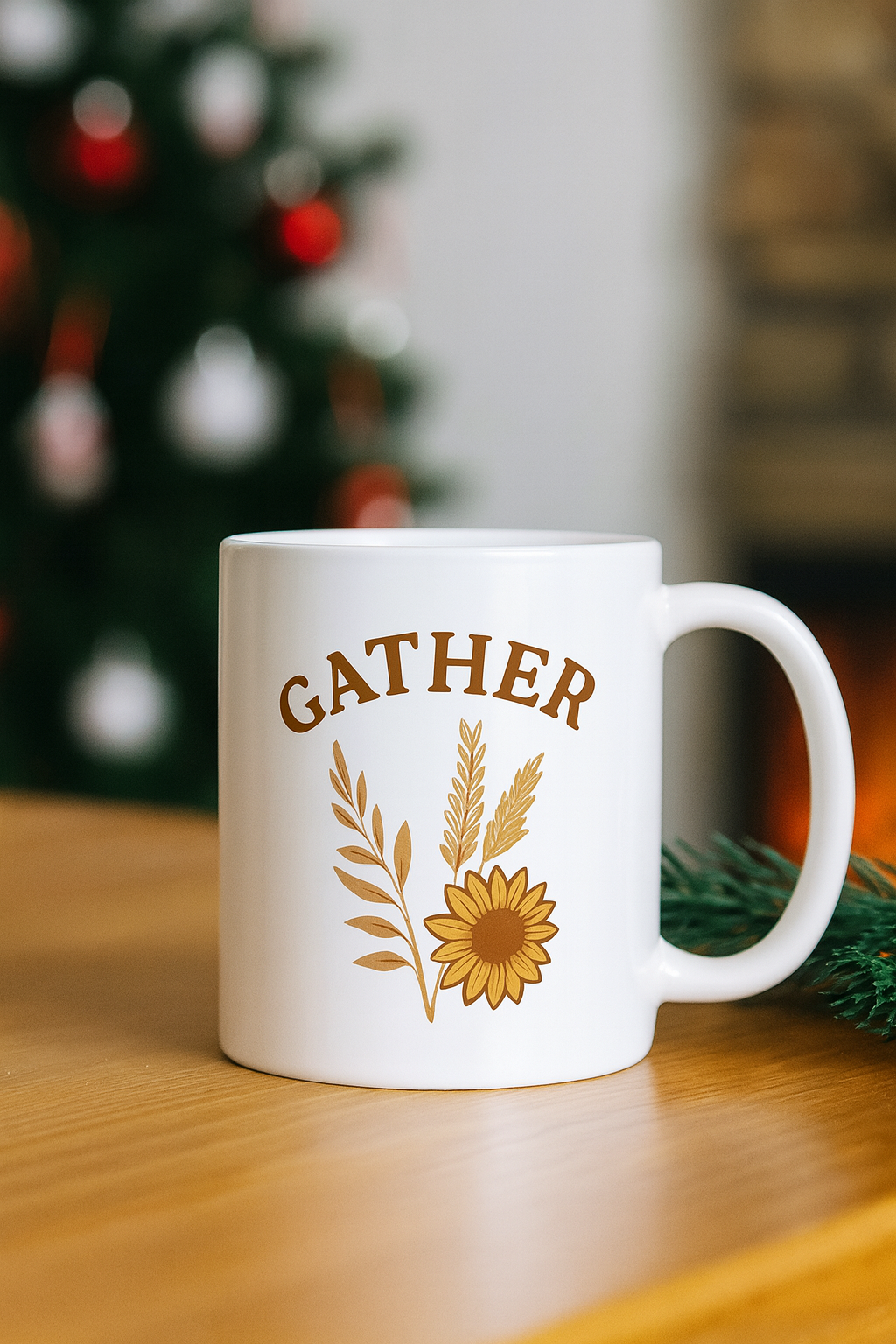 Gather Floral Ceramic Mug - Cozy Coffee Cup for Gatherings, Gift for Friends, Home Decor, Kitchen Essentials, 11oz & 15oz
