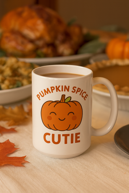 Pumpkin Spice Cutie Ceramic Mug, Fall Cozy Mug, Autumn Coffee Cup, Cute Gift for Pumpkin Lovers, Halloween Beverage Container
