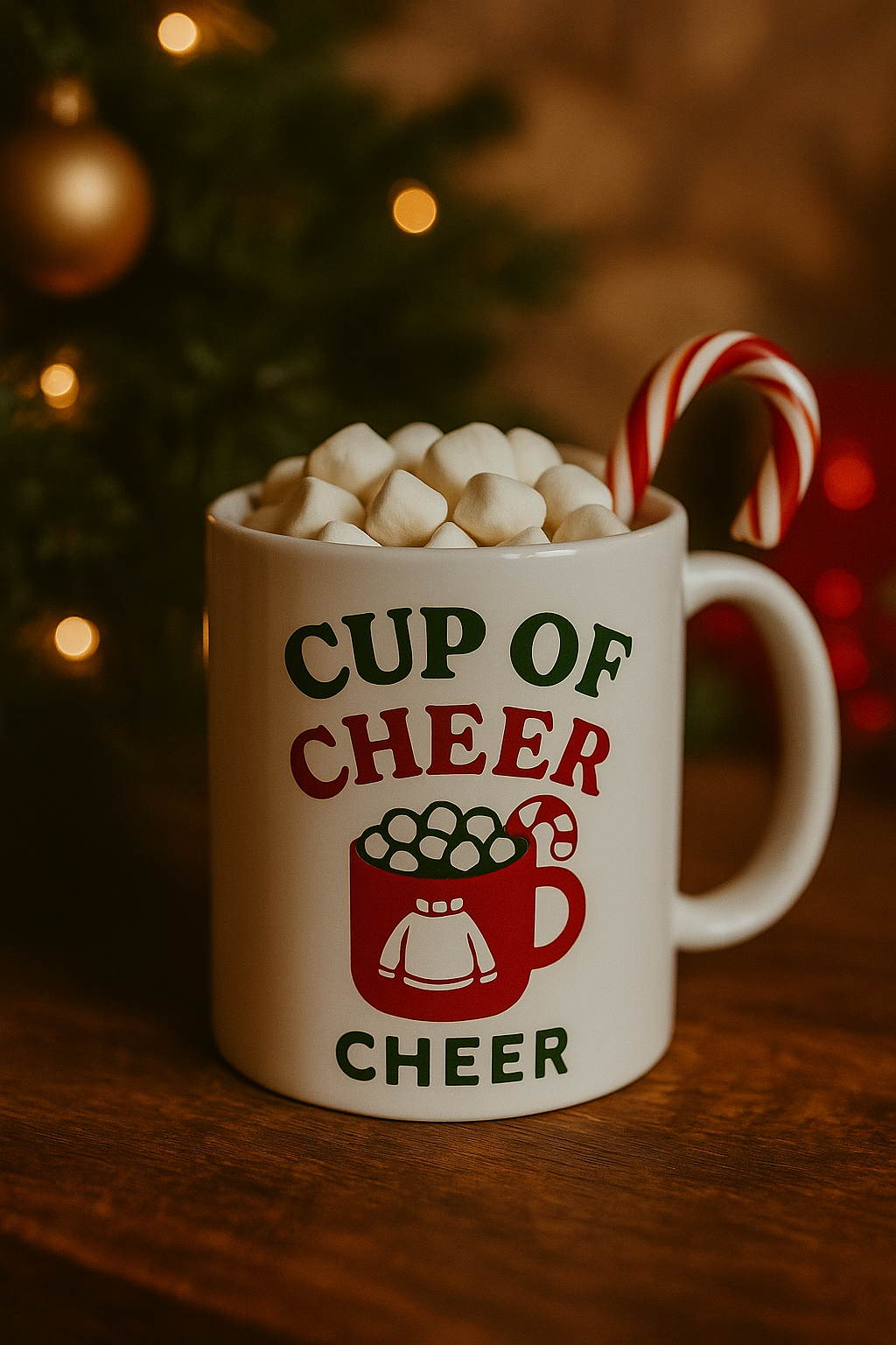 Festive Ceramic Mug - "Cup of Cheer" - Holiday Gift, Coffee Lover's Mug, Christmas Decor, Drinkware, Hot Cocoa Cup