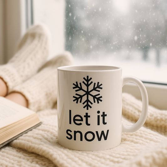 Winter Wonderland Ceramic Mug - Let It Snow, Holiday Gift, Coffee Cup, Cozy Home Decor, Snowflake Design