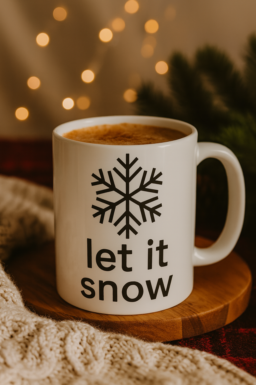 Winter Wonderland Ceramic Mug - Let It Snow, Holiday Gift, Coffee Cup, Cozy Home Decor, Snowflake Design