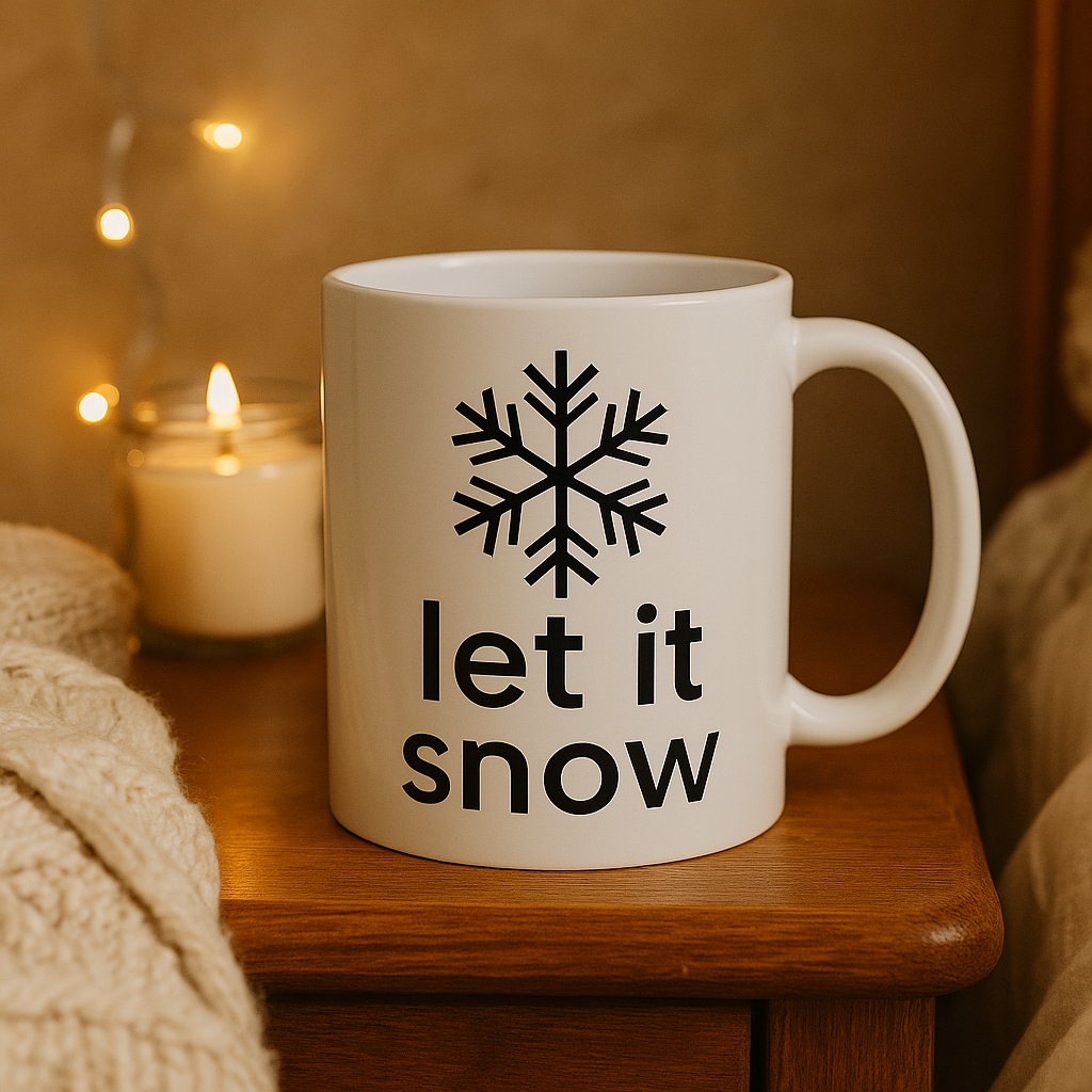 Winter Wonderland Ceramic Mug - Let It Snow, Holiday Gift, Coffee Cup, Cozy Home Decor, Snowflake Design