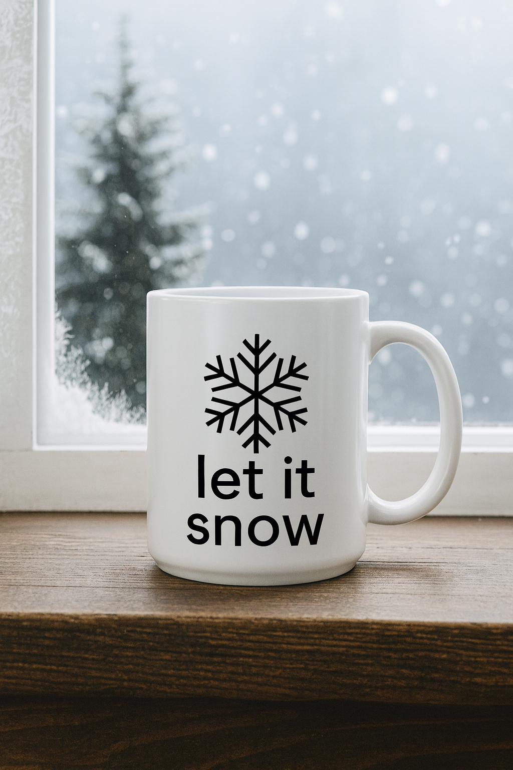Winter Wonderland Ceramic Mug - Let It Snow, Holiday Gift, Coffee Cup, Cozy Home Decor, Snowflake Design