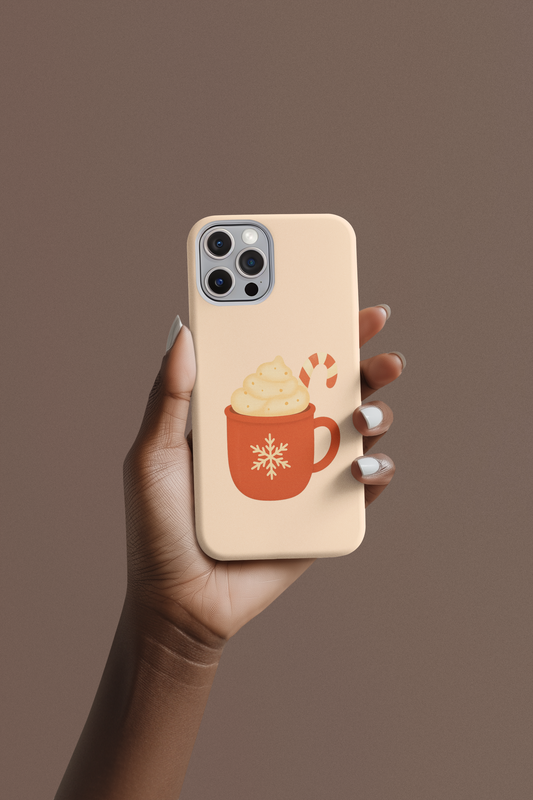 Cozy Holiday Phone Case with Hot Cocoa Design, Winter Style Cover, Cute Gift for Coffee Lovers, Seasonal Accessories, Fun Gadget Decor