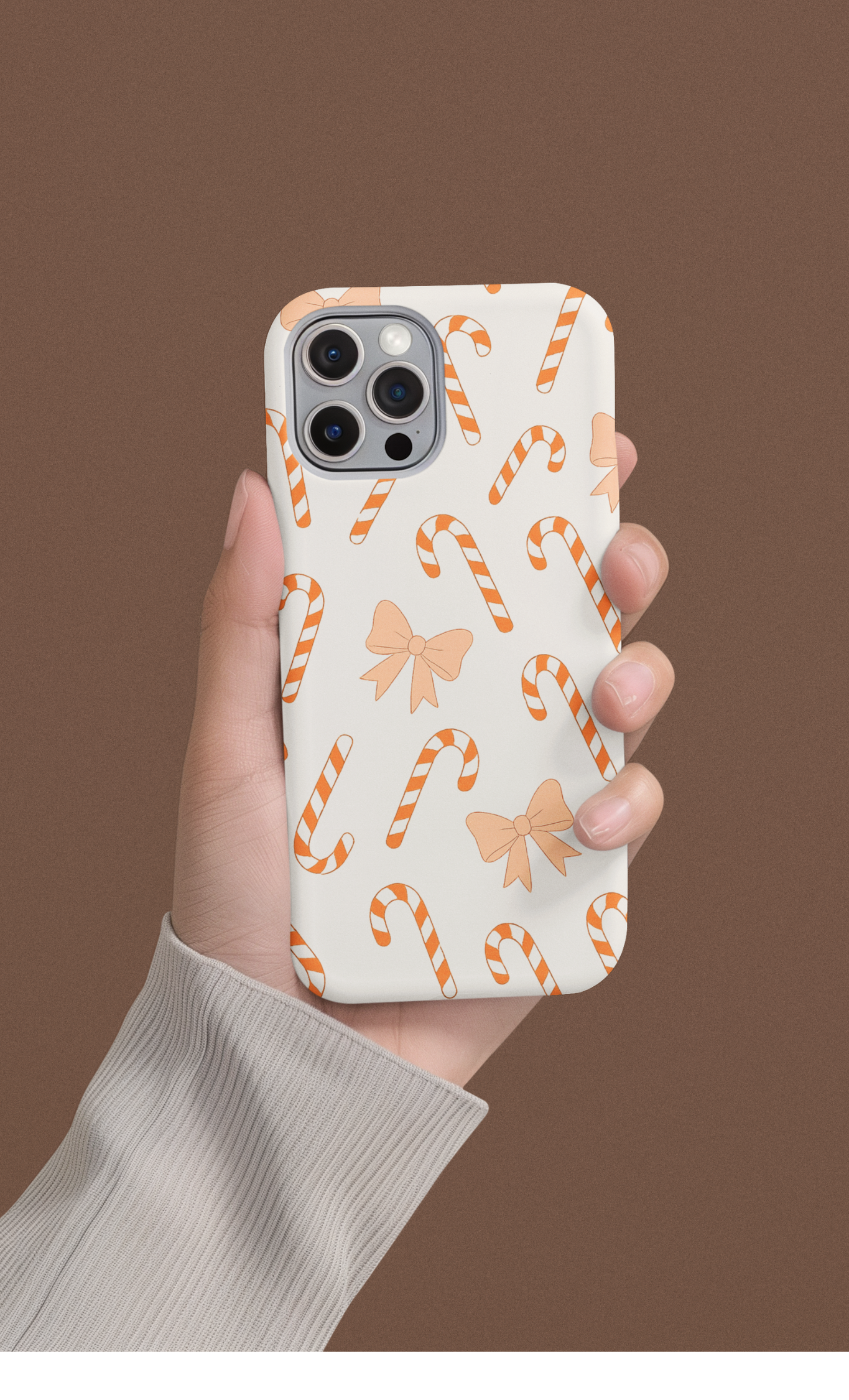 Candy Cane Phone Case with Bow | Holiday Gift for Her | Cute Mobile Cover | Christmas Decor | Festive Accessories