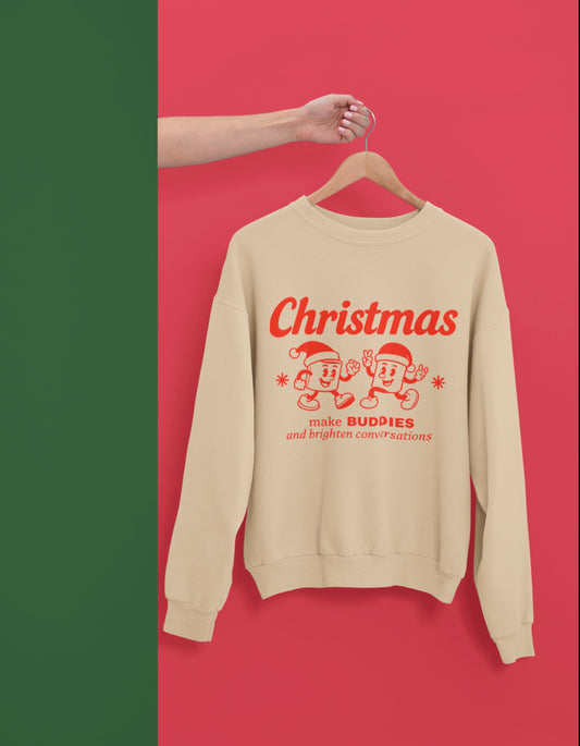 Christmas Buddy Crewneck Sweatshirt | Holiday Pullover, Winter Gift, Unisex Sweatshirt, Cozy Apparel, Festive Outfit