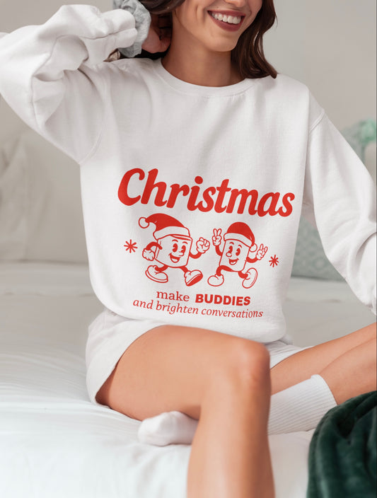 Christmas Buddy Crewneck Sweatshirt | Holiday Pullover, Winter Gift, Unisex Sweatshirt, Cozy Apparel, Festive Outfit