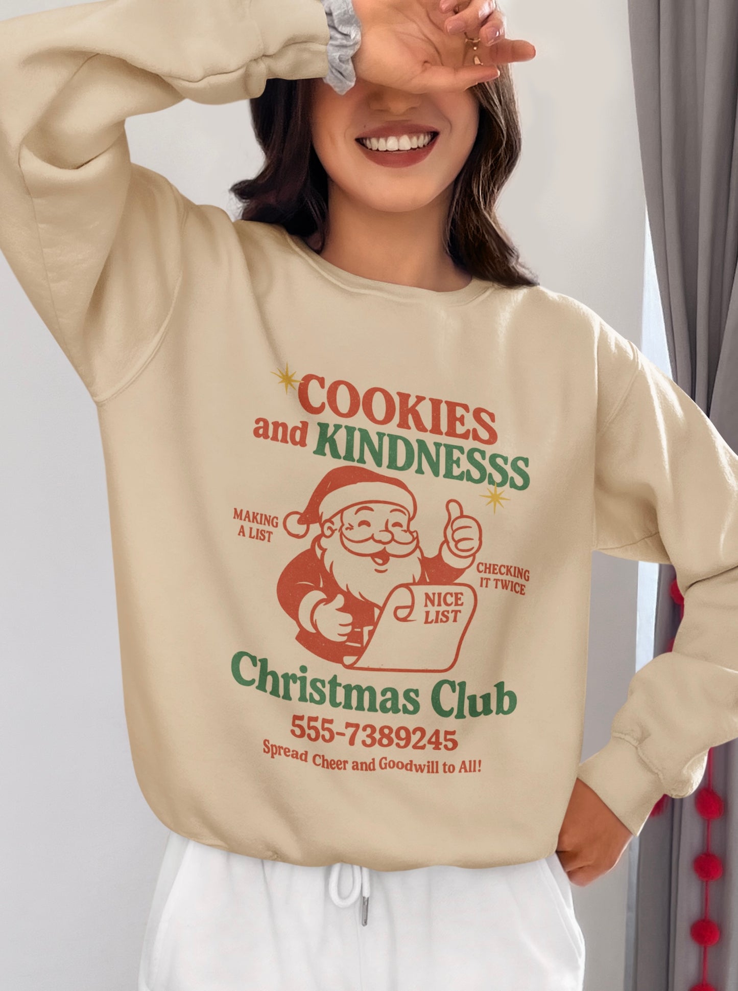 Chrismas Festive Crewneck Sweatshirt - Cookies and Kindness Design