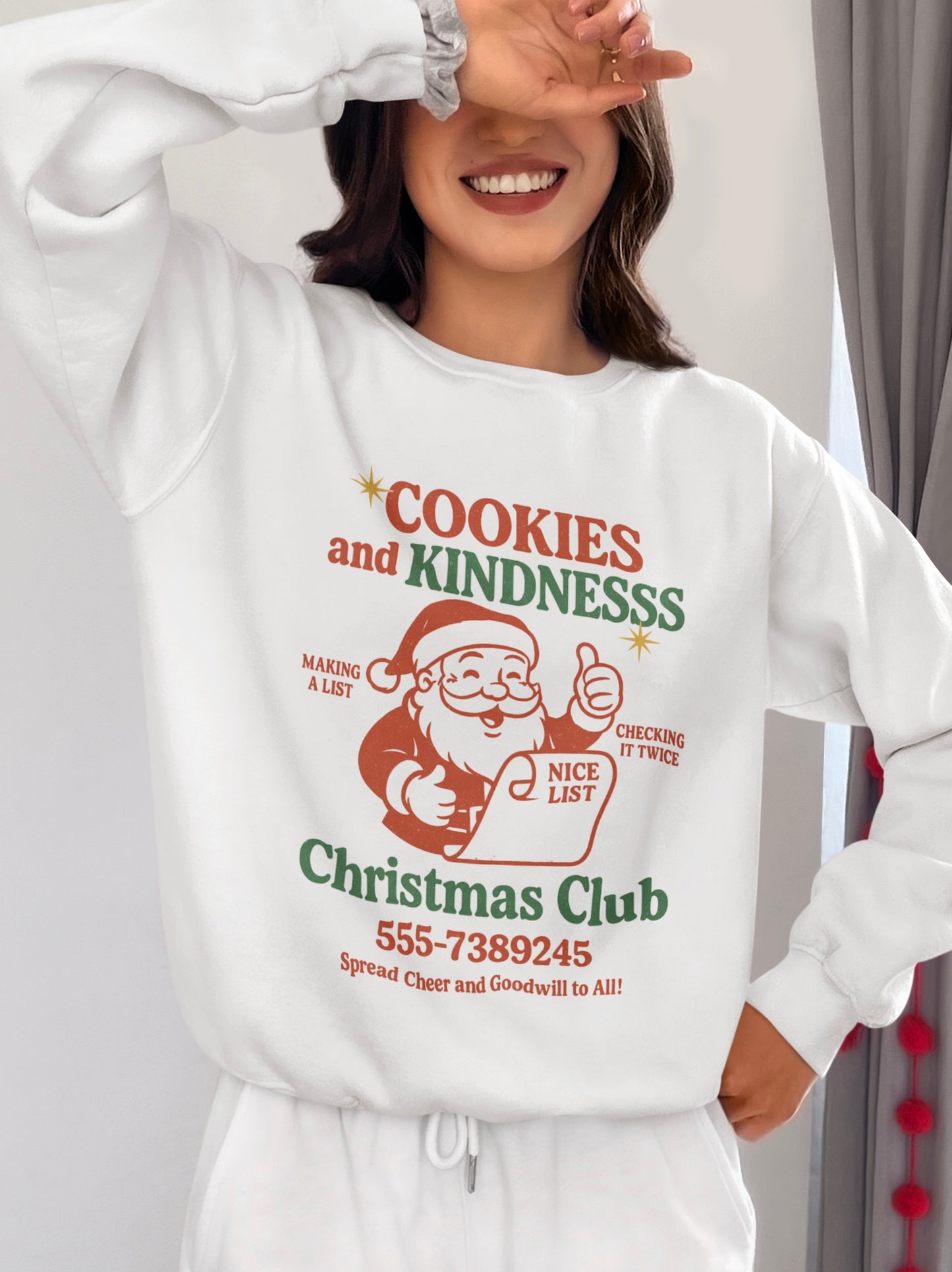 Chrismas Festive Crewneck Sweatshirt - Cookies and Kindness Design