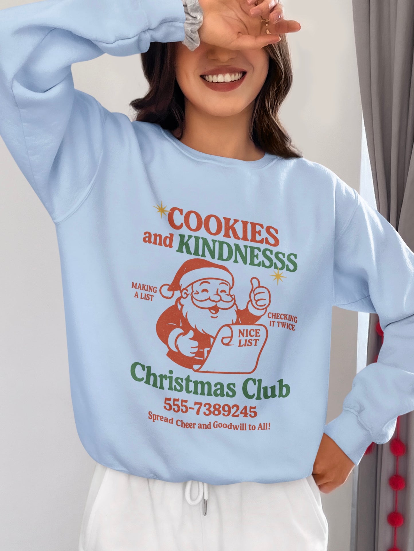 Chrismas Festive Crewneck Sweatshirt - Cookies and Kindness Design