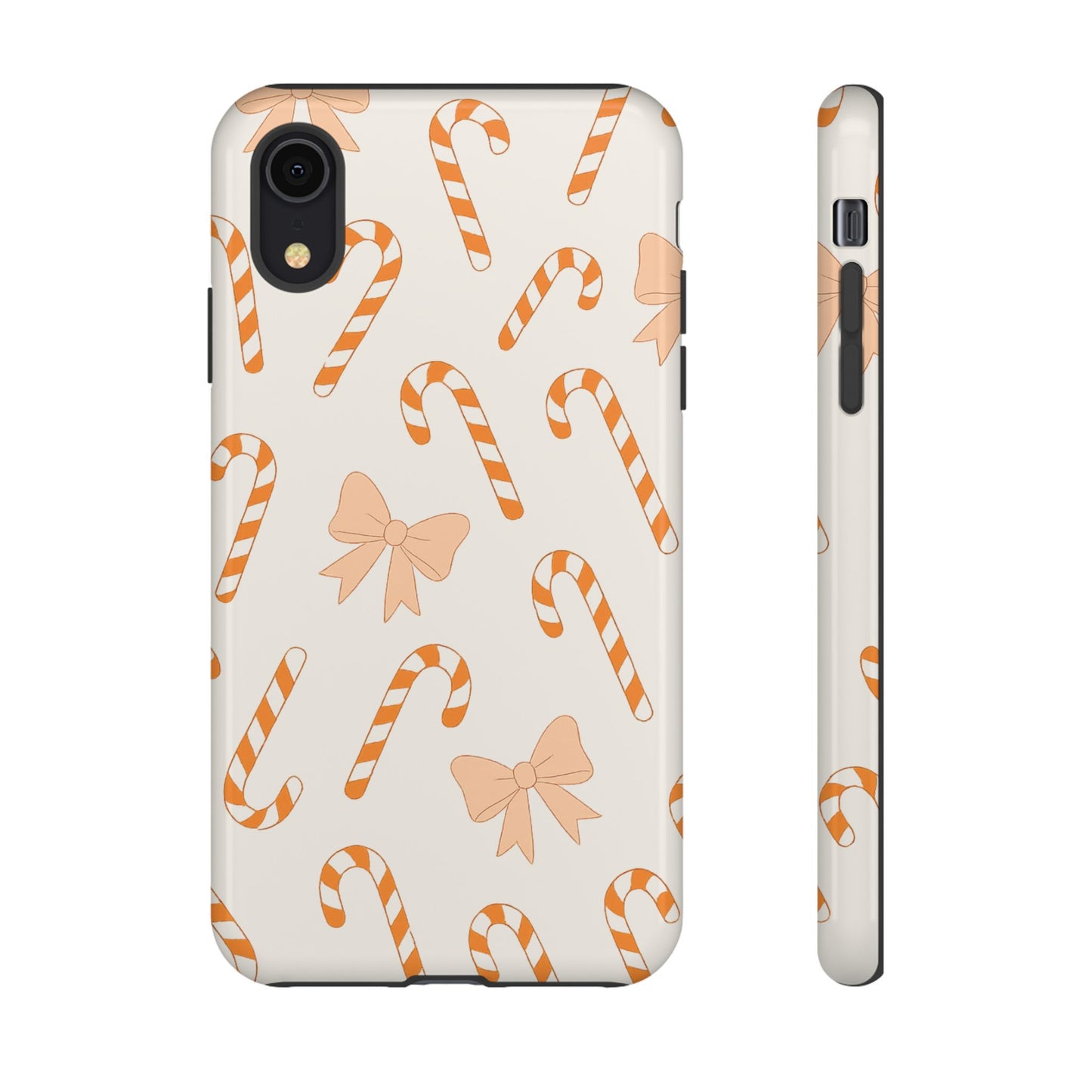 Candy Cane Phone Case with Bow | Holiday Gift for Her | Cute Mobile Cover | Christmas Decor | Festive Accessories