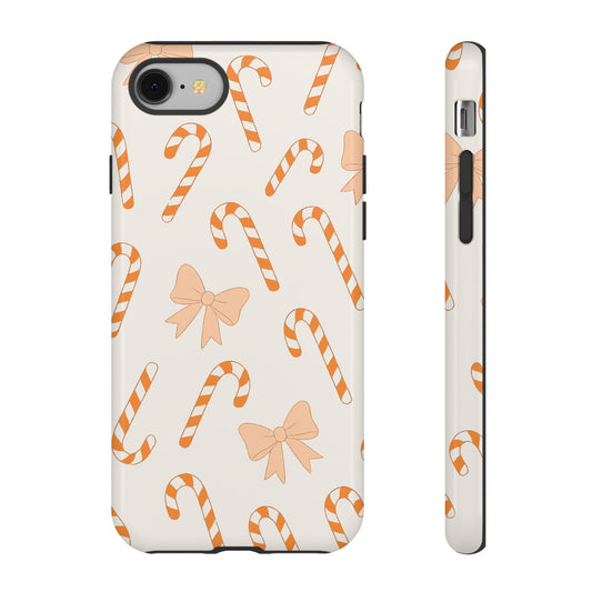 Candy Cane Phone Case with Bow | Holiday Gift for Her | Cute Mobile Cover | Christmas Decor | Festive Accessories