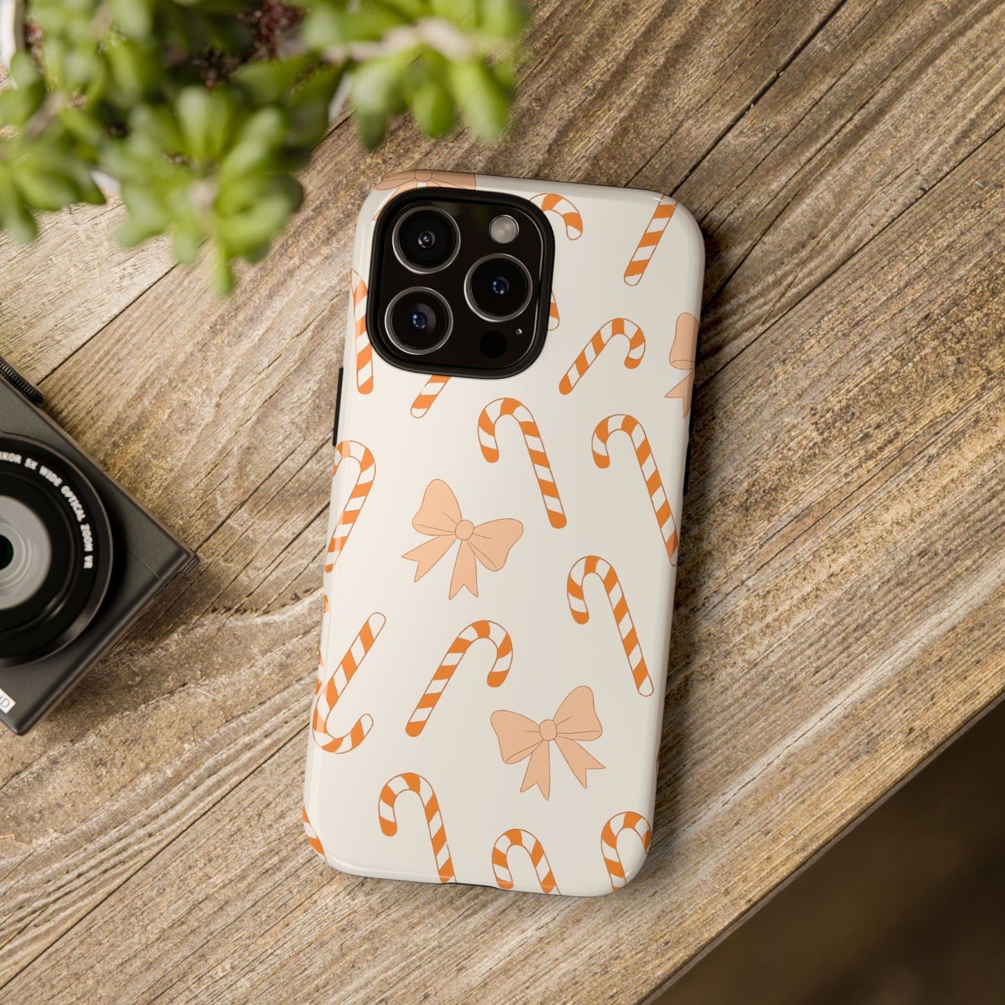 Candy Cane Phone Case with Bow | Holiday Gift for Her | Cute Mobile Cover | Christmas Decor | Festive Accessories