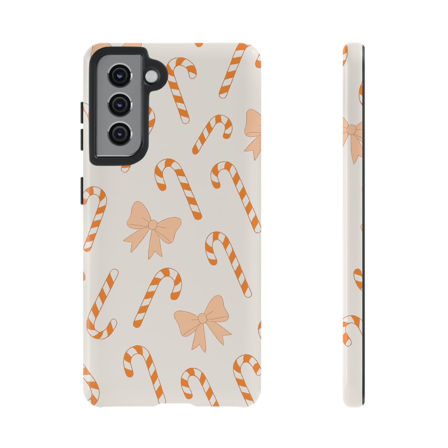 Candy Cane Phone Case with Bow | Holiday Gift for Her | Cute Mobile Cover | Christmas Decor | Festive Accessories