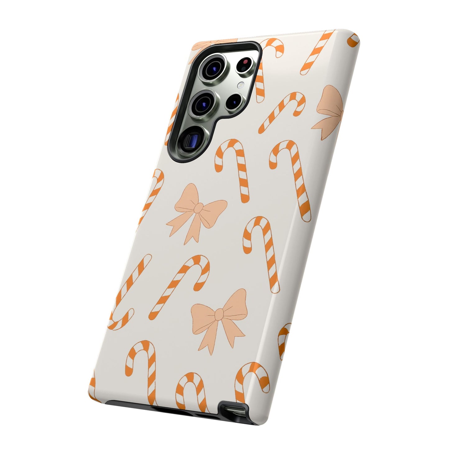 Candy Cane Phone Case with Bow | Holiday Gift for Her | Cute Mobile Cover | Christmas Decor | Festive Accessories