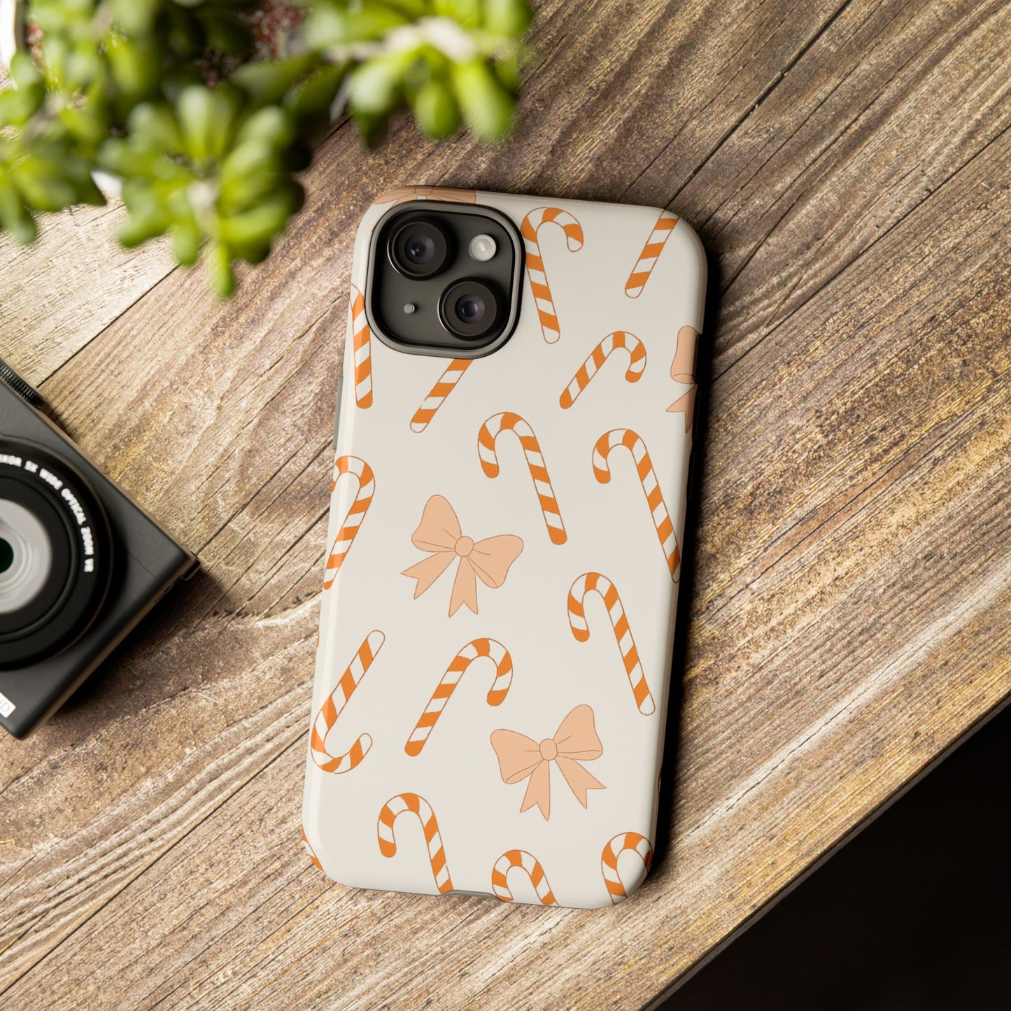 Candy Cane Phone Case with Bow | Holiday Gift for Her | Cute Mobile Cover | Christmas Decor | Festive Accessories