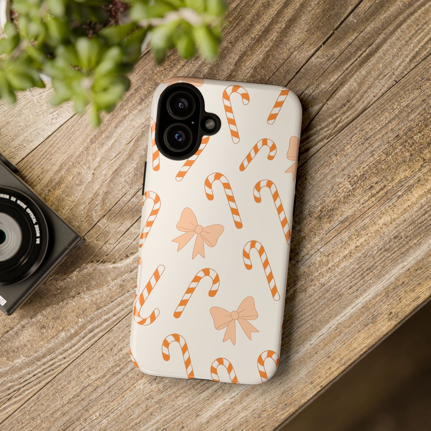 Candy Cane Phone Case with Bow | Holiday Gift for Her | Cute Mobile Cover | Christmas Decor | Festive Accessories
